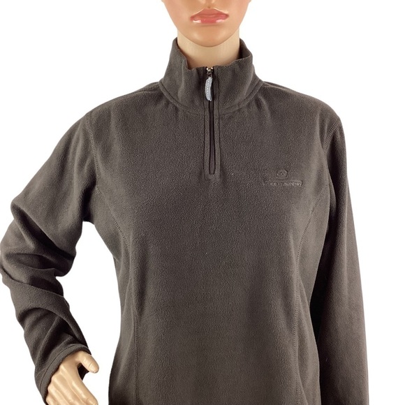Free Country Fleece Quarter Zip Pullover Size M Brown Mock Neck - Picture 2 of 6